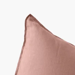 Carré Blanc Taie d'oreiller carrée lin et coton lavé Songe rose cendré| Taies D’oreiller