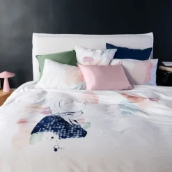 Carré Blanc Taie d'oreiller carrée percale de coton Simones| Taies D’oreiller