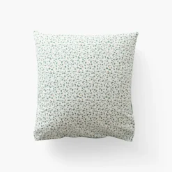 Carré Blanc Taie d'oreiller carrée percale de coton Neo thym végétal| Taies D’oreiller