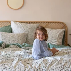 Carré Blanc Taie d'oreiller carrée percale de coton Neo thym végétal| Taies D’oreiller