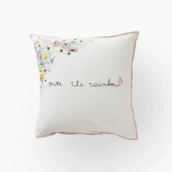 Carré Blanc Taie d'oreiller carrée pur coton bio Rêve d'or|Enfant Linge De Litbio|Taies D'oreiller