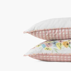 Carré Blanc Taie d'oreiller carrée pur coton bio Rêve d'or|Enfant Linge De Litbio|Taies D'oreiller