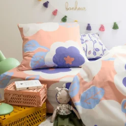 Carré Blanc Taie d'oreiller carrée réversible pur coton Twiggypop| Taies D’oreiller