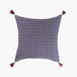 Carré Blanc Taie d'oreiller carrée réversible coton et lin Bombay| Taies D’oreiller