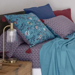 Carré Blanc Taie d'oreiller carrée réversible coton et lin Bombay| Taies D’oreiller