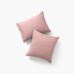 Carré Blanc Taie d'oreiller carrée satin de coton lavé bio Quartz blush| Taies D’oreiller