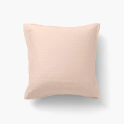 Carré Blanc Taie d'oreiller carrée satin de coton jacquard pois et rayures Prestige nacre| Taies D’oreiller