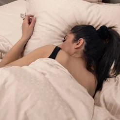 Carré Blanc Taie d'oreiller carrée satin de coton jacquard pois et rayures Prestige nacre| Taies D’oreiller