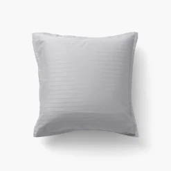 Carré Blanc Taie d'oreiller carrée satin de coton jacquard pois et rayures Prestige tourterelle| Taies D’oreiller