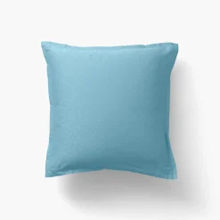 Carré Blanc Taie d'oreiller carrée satin de coton jacquard pois et rayures Prestige glacier| Taies D’oreiller