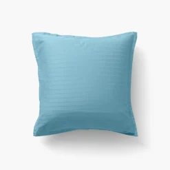 Carré Blanc Taie d'oreiller carrée satin de coton jacquard pois et rayures Prestige glacier| Taies D’oreiller