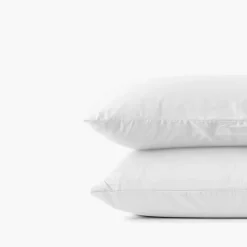 Carré Blanc Taie d'oreiller carrée satin de coton lavé bio Quartz blanc| Taies D’oreiller