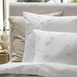 Carré Blanc Taie d'oreiller carrée satin de coton Mon Ange| Taies D’oreiller