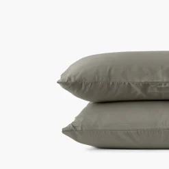 Carré Blanc Taie d'oreiller carrée satin de coton lavé biologique Quartz jade| Taies D’oreiller