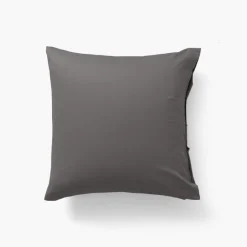 Carré Blanc Taie d'oreiller carrée satin de coton lavé bio Quartz galet| Taies D’oreiller