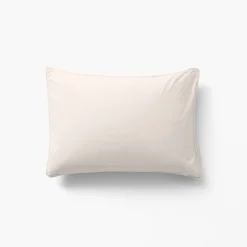 Carré Blanc Taie d'oreiller rectangulaire pur coton lavé biologique Souffle vanille| Taies D’oreiller