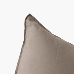 Carré Blanc Taie d'oreiller rectangulaire lin lavé Songe taupe| Taies D’oreiller