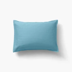 Carré Blanc Taie d'oreiller rectangulaire satin de coton jacquard pois et rayures Prestige glacier| Taies D’oreiller