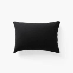 Carré Blanc Taie d'oreiller rectangulaire lin et coton lavé Songe charbon carreaux| Taies D’oreiller