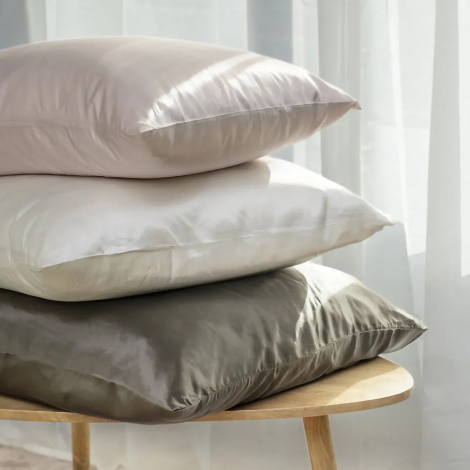 Carré Blanc Taie d'oreiller rectangulaire soie de mûrier Beauté rose poudré|Femme Coffrets Cadeaux|Capsule Soienew