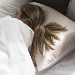 Carré Blanc Taie d'oreiller rectangulaire soie de mûrier Beauté rose poudré|Femme Coffrets Cadeaux|Capsule Soienew