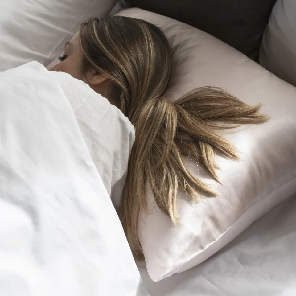 Carré Blanc Taie d'oreiller rectangulaire soie de mûrier Beauté rose poudré|Femme Coffrets Cadeaux|Capsule Soienew