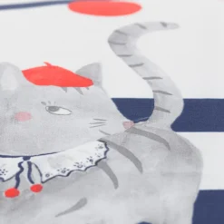 Carré Blanc Taie d'oreiller rectangulaire réversible coton biologique Ptitchic chat|Enfant Linge De Litbio|Taies D'oreiller