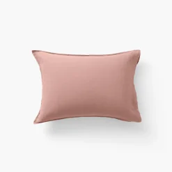 Carré Blanc Taie d'oreiller rectangulaire lin lavé Songe rose cendré| Taies D’oreiller