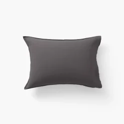 Carré Blanc Taie d'oreiller rectangulaire lin lavé Songe charbon| Taies D’oreiller