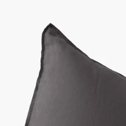 Carré Blanc Taie d'oreiller rectangulaire lin lavé Songe charbon| Taies D’oreiller