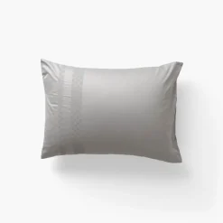 Carré Blanc Taie d'oreiller rectangulaire satin de coton Titane| Taies D’oreiller