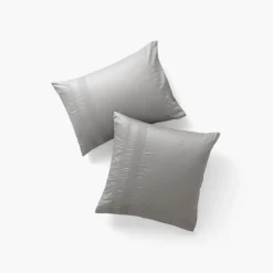 Carré Blanc Taie d'oreiller rectangulaire satin de coton Titane| Taies D’oreiller