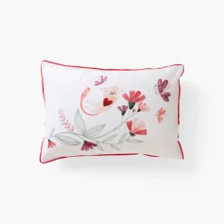 Carré Blanc Taie d'oreiller rectangulaire pur coton bio Mes Rêves|Enfant Linge De Litbio|Taies D'oreiller