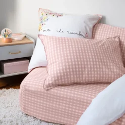 Carré Blanc Taie d'oreiller rectangulaire pur coton bio Rêve d'or|Enfant Linge De Litbio|Taies D'oreiller