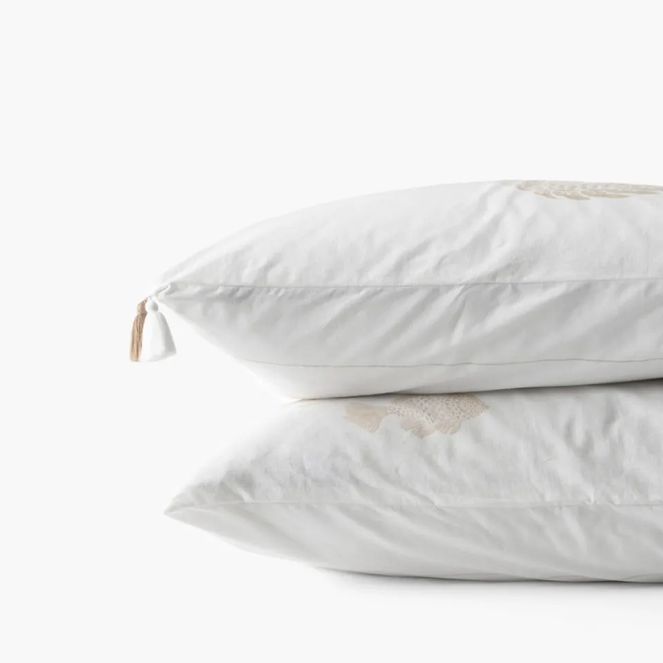 Carré Blanc Taie d'oreiller rectangulaire coton Amorgos| Taies D’oreiller