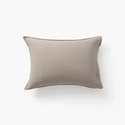 Carré Blanc Taie d'oreiller rectangulaire lin et coton lavé Songe grège| Taies D’oreiller