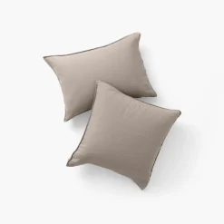 Carré Blanc Taie d'oreiller rectangulaire lin et coton lavé Songe grège| Taies D’oreiller