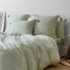 Carré Blanc Taie d'oreiller rectangulaire coton et lin Aloevera| Taies D’oreiller