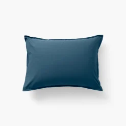 Carré Blanc Taie d'oreiller rectangulaire coton Neo bleu prusse| Taies D’oreiller