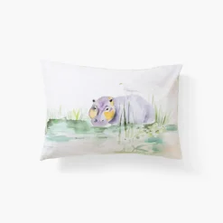Carré Blanc Taie d'oreiller rectangulaire pur coton bio Safari|Enfant Linge De Litbio|Taies D'oreiller