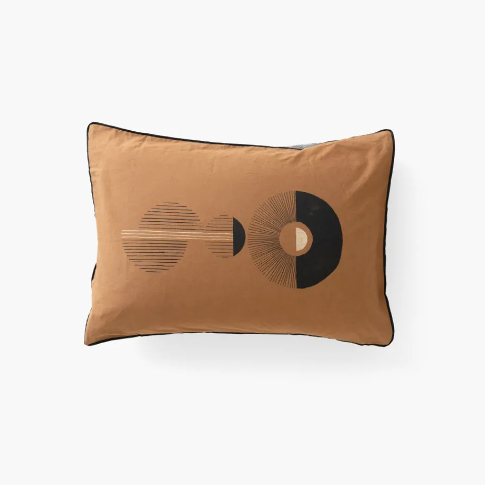 Carré Blanc Taie d'oreiller rectangulaire lin et coton lavé Eclipse| Taies D’oreiller