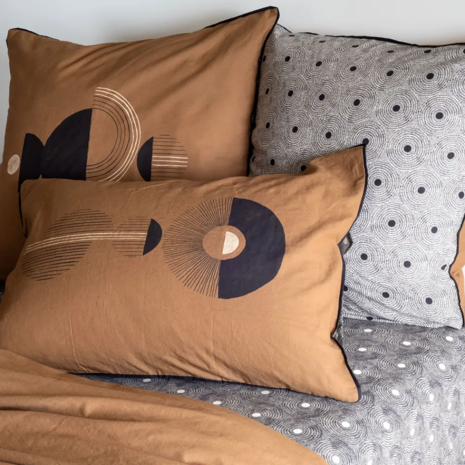 Carré Blanc Taie d'oreiller rectangulaire lin et coton lavé Eclipse| Taies D’oreiller