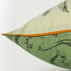 Carré Blanc Taie d'oreiller rectangulaire pur coton biologique Dinotopi|Enfant Linge De Litbio|Taies D'oreiller