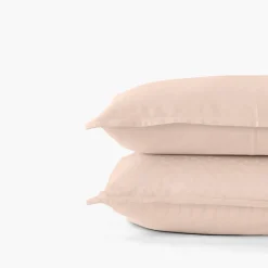 Carré Blanc Taie d'oreiller rectangulaire satin de coton jacquard pois et rayures Prestige nacre| Taies D’oreiller