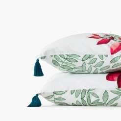 Carré Blanc Taie d'oreiller rectangulaire percale de coton Balata| Taies D’oreiller