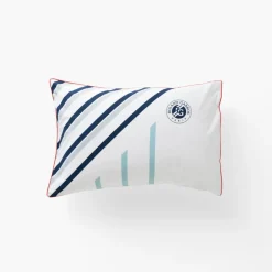 Carré Blanc Taie d'oreiller rectangulaire percale de coton Roland-Garros 2023| Taies D’oreiller