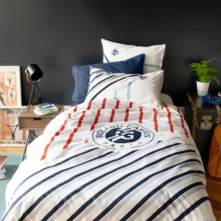 Carré Blanc Taie d'oreiller rectangulaire percale de coton Roland-Garros 2023| Taies D’oreiller