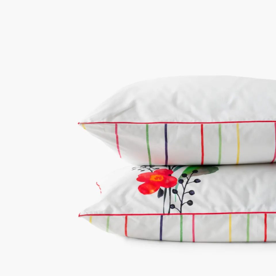 Carré Blanc Taie d'oreiller rectangulaire coton Rosella| Taies D’oreiller