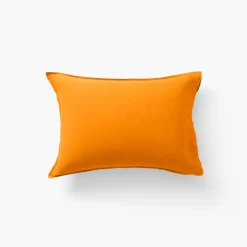 Carré Blanc Taie d'oreiller rectangulaire lin lavé Songe curcuma| Taies D’oreiller