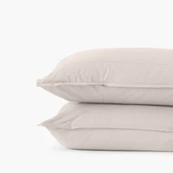 Carré Blanc Taie d'oreiller rectangulaire percale de coton Neo ficelle| Taies D’oreiller